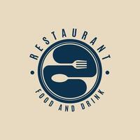 restaurant line art logo minimalist, fork and spoon logo illustration design vector