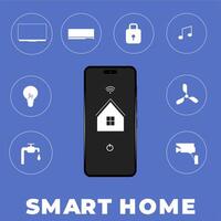 Smart home technological with mobile phone vector