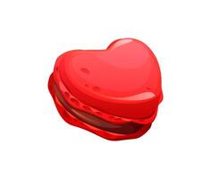 Valentine heart macaron cookie with red glossy top vector