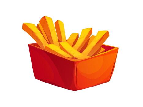 dibujos animados francés papas fritas rápido comida comida en rojo caja vector