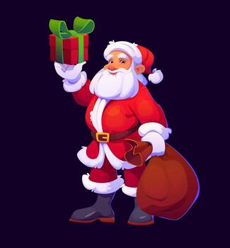 dibujos animados Navidad Papa Noel con fiesta regalo caja vector