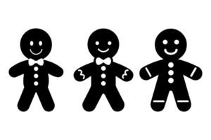 Set of winter Christmas gingerbread gingerbread, painted, outline on white background. vector