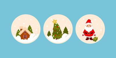 Christmas tree snow globe set,Christmas tree,snowman and santa claus. Background. vector