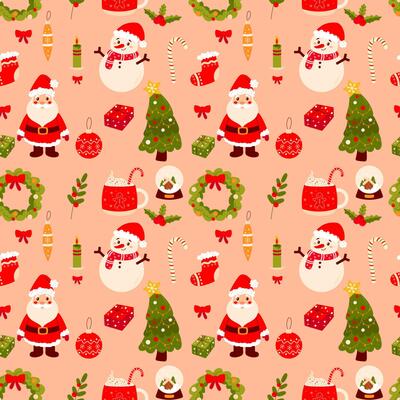 New Year, Christmas seamless pattern, background for wrapping paper or fabric.