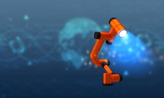 Robot machine machinery futuristic industry science modern artificial intelligence ai factory industry cyborg science copy space robotic arm mechanical datum connection manufacturing construction photo