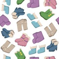 seamless pattern with warm shoes. Winter background for wallpaper and packaging. vector
