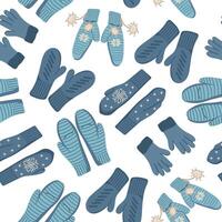 seamless pattern with knitted mittens. Winter background for wallpaper and packaging. vector
