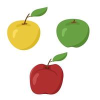 illustration of an apple. Image of multi colored apples isolated on a white background. Colored logo. vector
