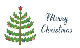 postcard with a Christmas tree. Horizontal banner with Christmas and New Year greetings. vector