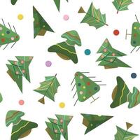 seamless pattern with fir trees and garlands. New Year illustration for wrapping, wallpaper and packaging. vector