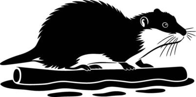 Muskrat on Log vector