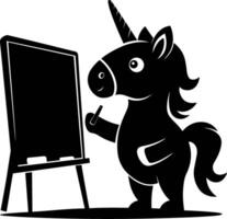 Unicorn Teaching at Chalkboard vector