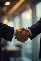 Business handshake sealing a corporate deal, hiring best job candidate photo