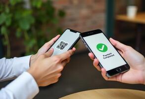Payment successful confirmation on tablet screen, indicating the completion of an online transaction. photo