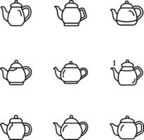 Coffee and Tea line icons. Cappuccino, Teapot and Coffeepot. Coffee beans linear icon set. Quality line set. vector
