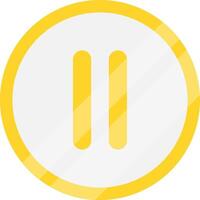 Yellow pause icon. Metallic pause icon. vector