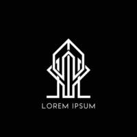 modern house logo icon design in black background vector