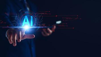 Development of artificial intelligence, AI. business people experience brain function, artificial intelligence algorithms, new generation of connected and innovative technologies, machine learning. photo