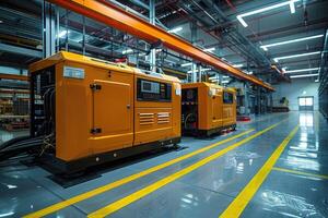 industrial generador habitación equipado con moderno apoyo diesel generadores para emergencia usar, asegurando de confianza poder suministrar. foto