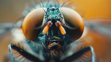 A high-resolution photograph of a close-up view of an insect with a detailed, macro perspective. photo