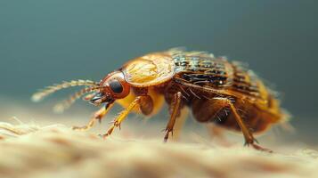 a close-up image of an insect on a surface. photo