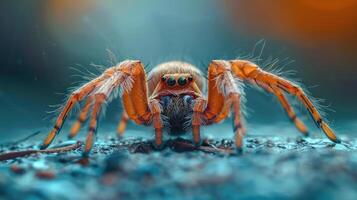 A spider emerges from a puddle, capturing the essence of nature's resilience and adaptability. photo