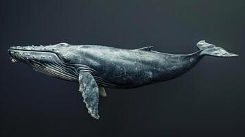 A humpback whale's tail fin is displayed in a close-up shot, showing its distinctive shape and size. photo