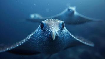 A close-up of an oceanic octopus' face, with other octopuses visible in the background. photo