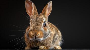 A cute rabbit has a playful expression while fireworks pop behind its head, photo