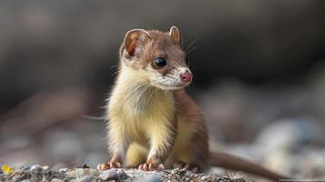 A small kangaroo is standing on a rock, photo