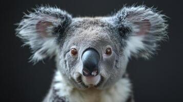 A close-up photograph of a kangaroo with a focus on its face and eyes. photo