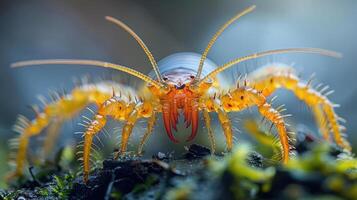 a close-up view of a crustacean, likely a crab, photo