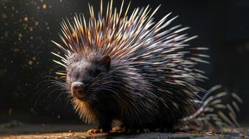 A hamster with a spiky tail, looking angry while shaking itself. photo