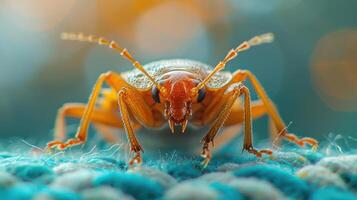 Close-up image of a cockroach on textile photo