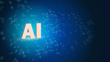 Artificial intelligence blue background. Logo machine learning concept bg. Abstract circuit board AI. illustration vector