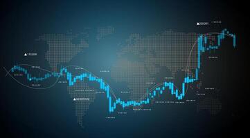 Economic graph with diagrams on the stock market, for business and financial concepts and reports. Abstract blue background vector