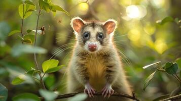 A small hedgehog sits on a branch in an outdoor setting, photo