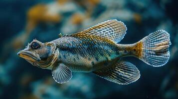 A close-up of a vibrant bluegill sunfish with distinctive markings and colors, photo