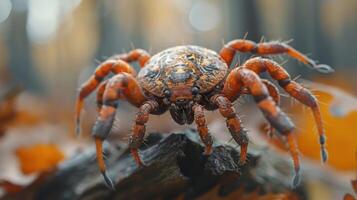 A close-up of a vibrant red spider crab with intricate patterns, photo