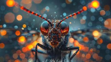 Close-up image of a bee adorned with sparkling spots, photo