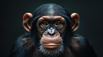 A close-up photograph of a monkey displaying a somber or grieving expression. photo