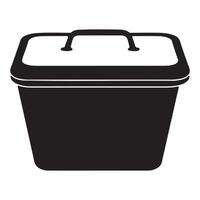 Black and white silhouette of a plastic storage container with a lid and handle vector