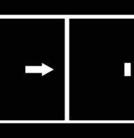 Sliding door icon. Slide to open door arrow sign. Sliding door open right side slide exit path signage symbol. flat style. vector