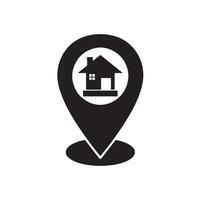 Mobile GPS location icon Map pointer with home symbol illustration vector