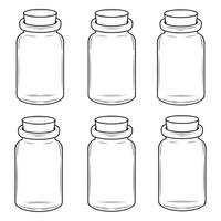 Illustration of a set of empty glass jars on a white background vector
