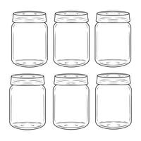 Illustration of a set of empty glass jars on a white background vector