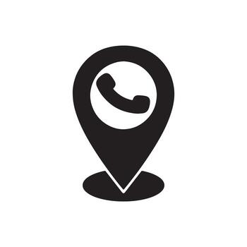 GPS location icon Map pointer with telephone symbol illustration vector