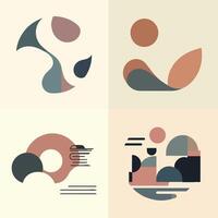 Modern minimalist shape, abstract plants and objects on simple background vector
