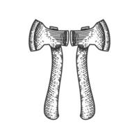 Axe hand drawn ink sketch line. Engraved style illustration. vector