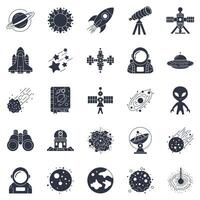astronomy icons set, Included icons as Asteroid, Binoculars, Satellite, Rocket and more symbols collection, logo isolated illustration vector